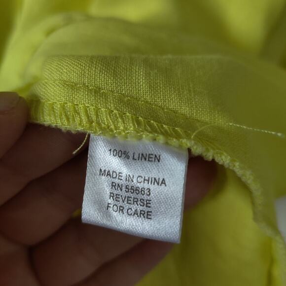 For Cynthia 100% Linen Yellow Neon Button Down Shirt Size M Legenlook Minimalist - Picture 4 of 7